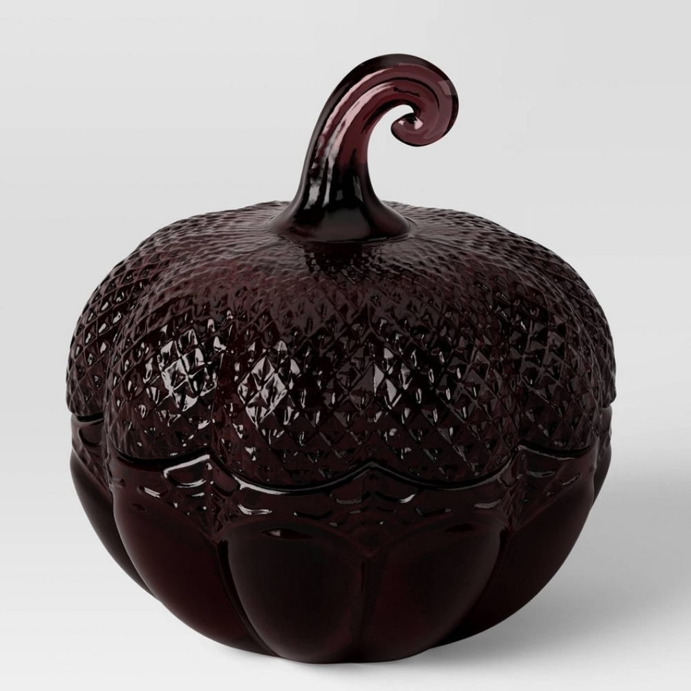 Threshold Glass Pumpkin Bowl Burgendy Small Lid Container Target Halloween 2025